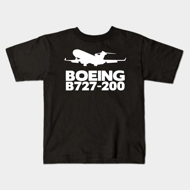 Boeing B727-200 Silhouette Print (White) Kids T-Shirt by TheArtofFlying